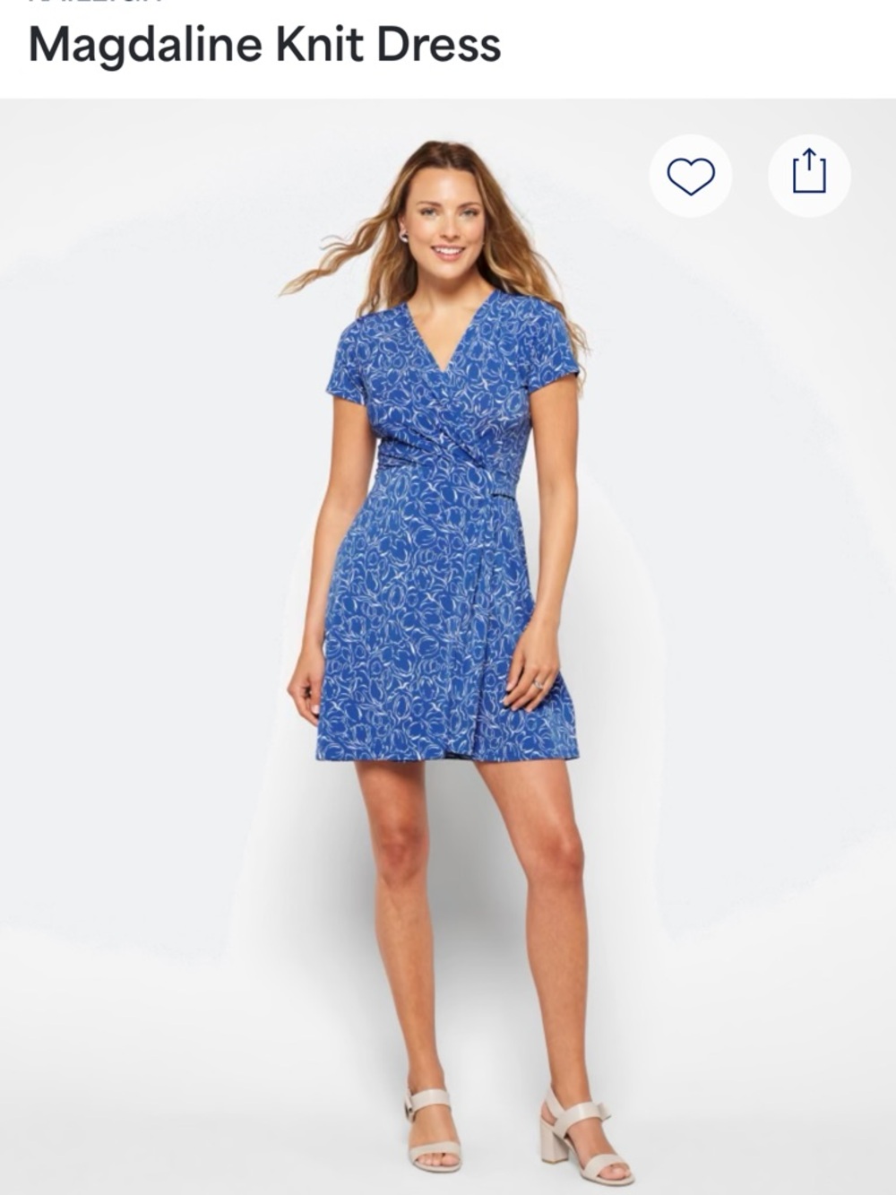 Kaileigh Blue Floral Knit Wrap Mini Dress